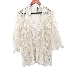 Topshop Crochet Lace Kimono Open Front Cardigan